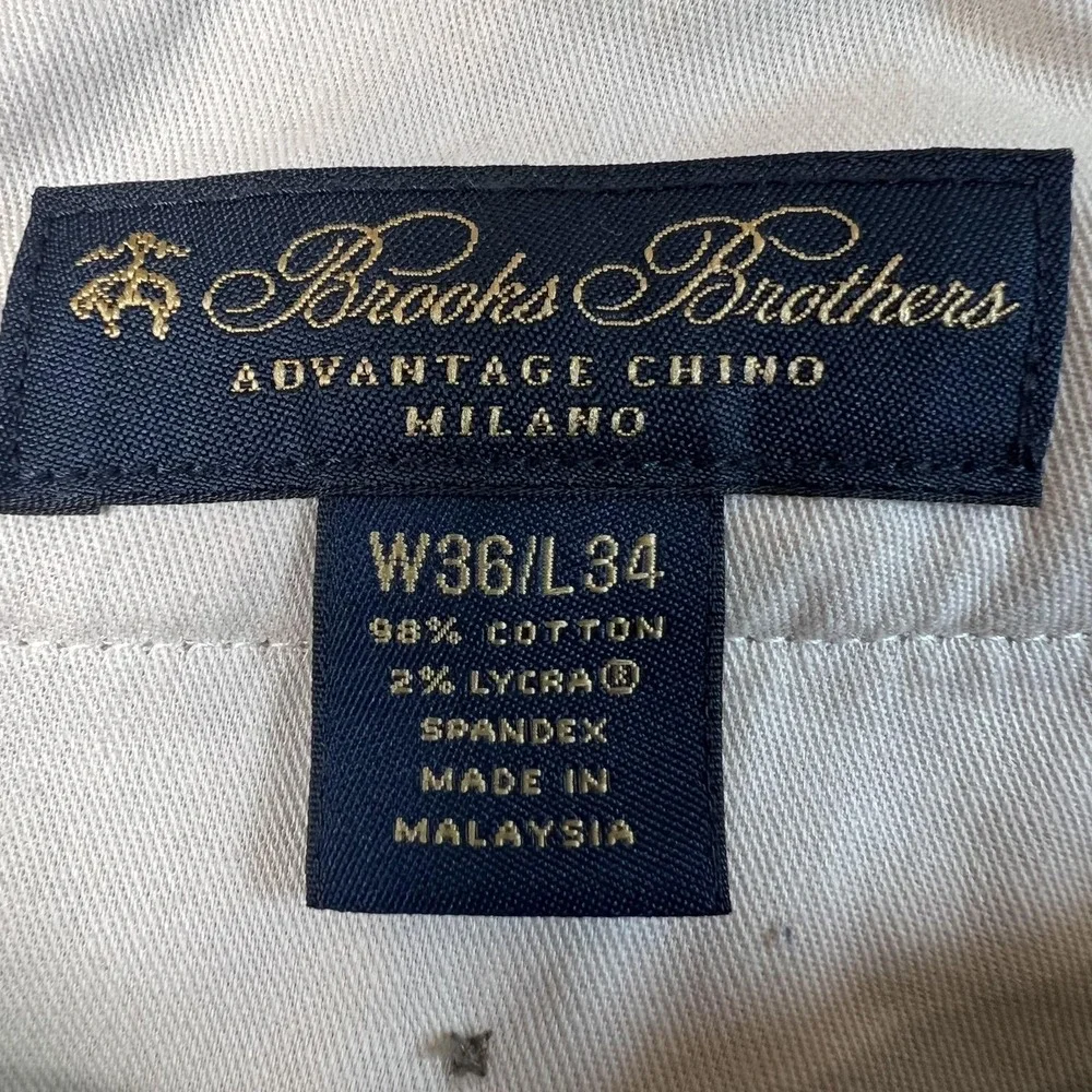 Brooks‎ Brothers Pants Mens 36x34 Beige Advantage Chino Slim Stretch